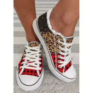 Doiljoi Women Casual 3D Printing Color Leopard Canvas Shoes