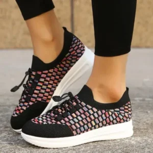 Doiljoi Women Fashion Fly Knit Breathable Fashion Sneakers