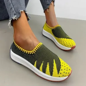 Doiljoi Women Fashion Fly Knit Breathable Platform Low Top Sneakers