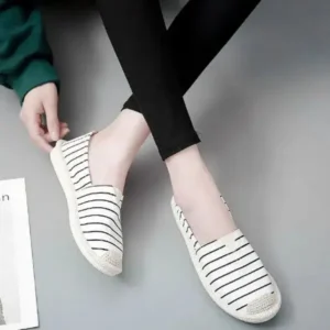 Doiljoi Fashion Stripe Pattern Design Women Round-Toe Casual Espadrilles Shoes