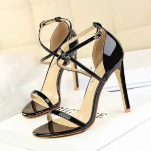 Doiljoi Women Fashion Sexy Hollow Cross Stiletto Heel Sandals