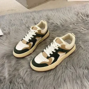 Doiljoi Women Fashion Lace Up Design Color Blocking Sneakers