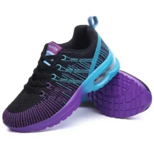 Doiljoi Women Fashion Casual Lace Up Design Mesh Breathable Air Cushion Shock Absorbing Sneakers