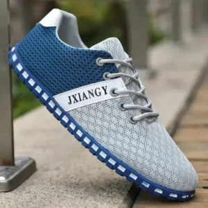 Doiljoi Men Casual Color Matching Breathable Mesh Flat Shoes