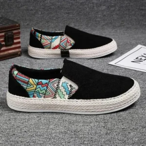 Doiljoi Men Fashion Color Matching Breathable Canvas Flats Shoes