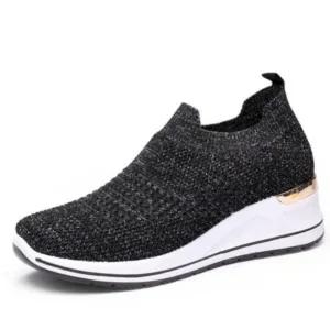 Doiljoi Women Casual Mesh Knit Design Breathable Comfort Wedge Platform Sneakers