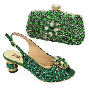 Doiljoi Fashion Rhinestone Design Party Women High Heel Peep Toe Sandals And Clutch Evening Bag Set