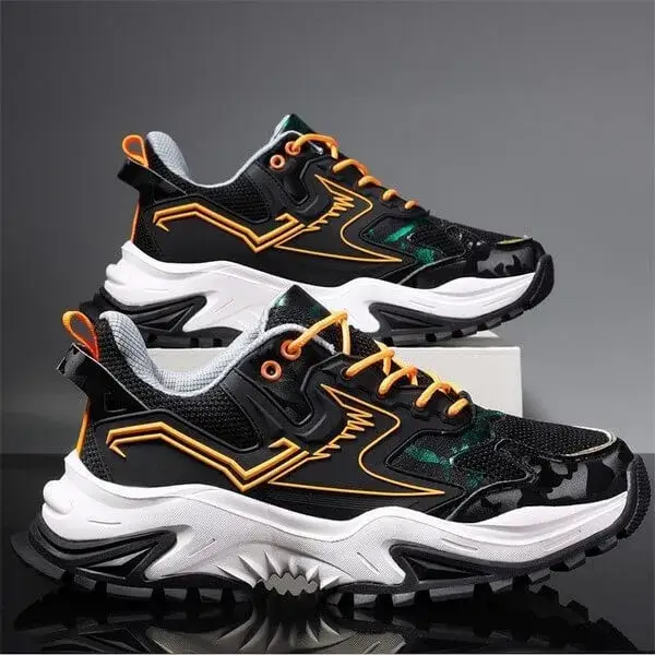 Doiljoi Men Spring Autumn Fashion Casual Colorblock Mesh Cloth Breathable Rubber Platform Shoes Sneakers