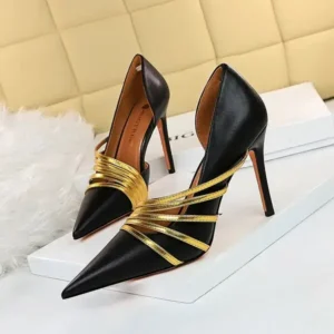 Doiljoi Women Fashion Sexy Pointed Toe Hollow Design Stiletto Shoes