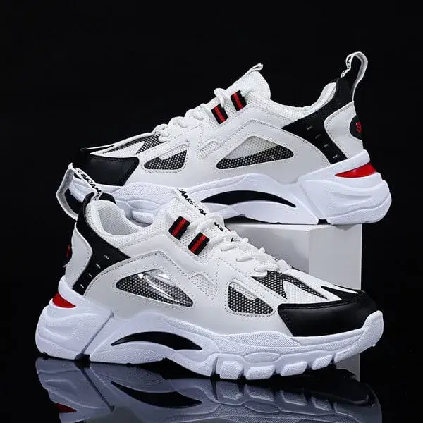 Doiljoi Men Spring Autumn Fashion Casual Colorblock Mesh Cloth Breathable Lightweight Rubber Platform Shoes Sneakers