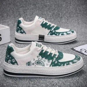 Doiljoi Men Fashion Cashew Flower Printed Canvas Sneakers