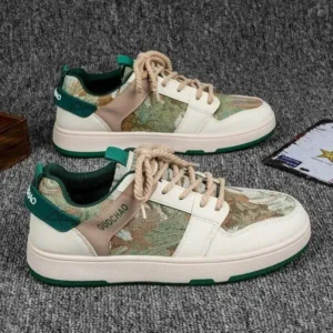 Doiljoi Men'S Casual Retro Secret Forest Oil Painting Pattern Sneakers