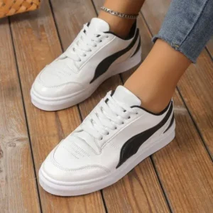 Doiljoi Women Fashion Plus Size Thick-Soled Round Toe Flat Sneakers