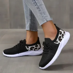 Doiljoi Women Casual Mesh Breathable Leopard Sneakers