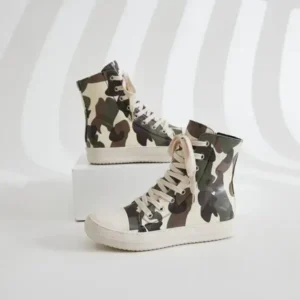 Doiljoi Women Fashion Casual Plus Size Camouflage Thick-Soled High Top Shoes