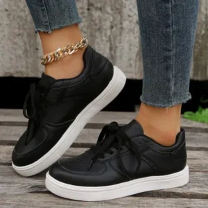 Doiljoi Women Fashion Casual PU Lace-Up Sneakers