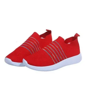 Doiljoi Fashion Casual Solid Color Striped Fly-Woven Mesh Breathable Flat Sneakers