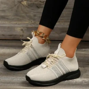 Doiljoi Women Fashion Casual Flying Mesh Breathable Thick-Soled Sneakers