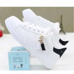 Doiljoi Women Fashion Flat Solid Color Lace-Up Sneakers