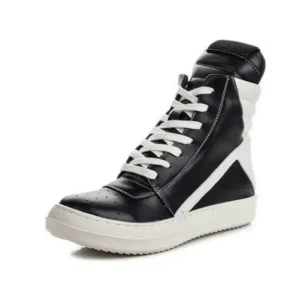 Doiljoi Women Fashion Casual Black White Inverted Triangle High Top Shoes