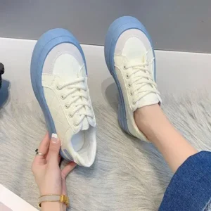 Doiljoi Women Fashion Round Toe Lace-Up Sneakers