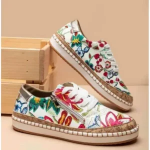 Doiljoi Women Fashion Color Matching Ethnic Style Printed Sneakers