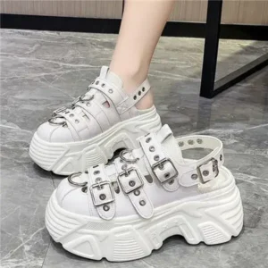 Doiljoi Women Fashion Platform Solid Color Sneakers