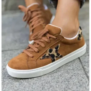 Doiljoi Women Fashion Round Toe Lace-Up Canvas Sneakers